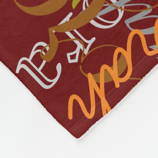 濃い赤の色名タイポグラフィ フリースブランケット (角)