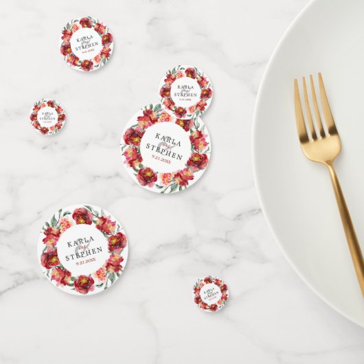 濃い赤の花リース コンフェッティ (グループ)