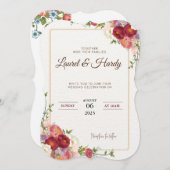 濃い赤の花招待状 招待状 (正面/裏面)