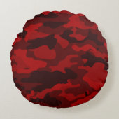 濃い赤の迷彩画 ラウンドクッション (正面)