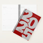 濃い赤の重複年スパイラルウィークリー プランナー手帳 (ディスプレー)