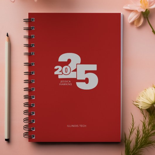 濃い赤の重複年スパイラルウィークリー プランナー手帳