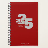 濃い赤の重複年スパイラルウィークリー プランナー手帳 (正面)