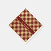 濃い赤の金ゴールド市松模様に紙ナプキン スタンダードカクテルナプキン (角)