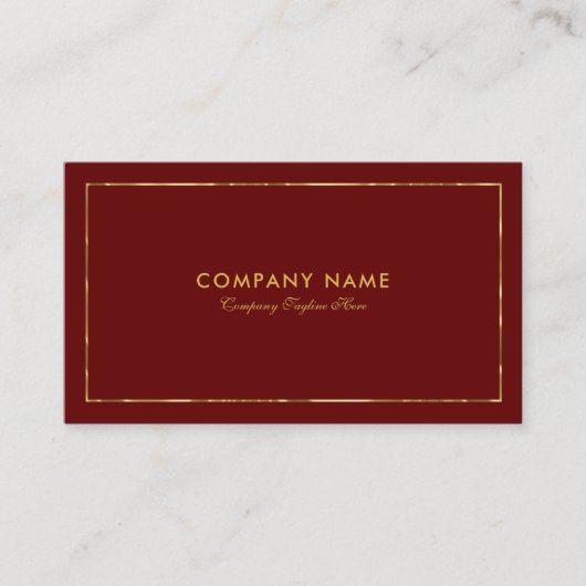 濃い赤の金ゴールド縁どとタイポグラフィ 名刺 (正面)