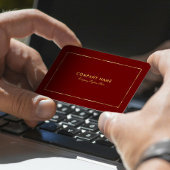 濃い赤の金ゴールド縁どとタイポグラフィ 名刺