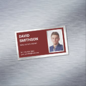 濃い赤の銀箔エステート実在不動産仲介業者写真 マグネット名刺 (インサイチュ)