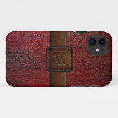 濃い赤の革は茶色に見えるラベル Case-Mate iPhoneケース (裏面(横))