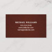 濃い赤の革 |ブラウンレザーステッチ 名刺 (裏面)