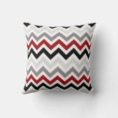 濃い赤の黒い灰色のシボロンジグザグパターン クッション (裏面)