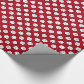 濃い赤の黒/白のバレーボールのボール ラッピングペーパー (角)