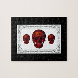 濃い赤ビクトリアンスカル ジグソーパズル