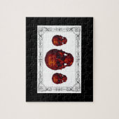 濃い赤ビクトリアンスカル ジグソーパズル (縦)