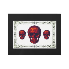 濃い赤ビクトリアンスカル メタルプリント