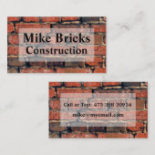 濃い赤レンガ模様の壁石積み名刺 名刺 (正面/裏面)