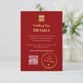 濃い赤中国のの入国結婚ビザ詳細 エンクロージャーカード (スタンド正面)