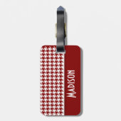 濃い赤千鳥格子のパーソナライズされた; ラゲッジタグ (裏面縦)