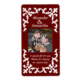 濃い赤結婚の贈り物または好意ラベル ラベル