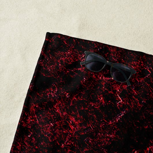 濃い赤色の背景に赤色の厚いスポンジ ビーチタオル (インサイチュ)