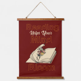 濃い赤読ヴィンテージの本野生の花 吊り下げ型タペストリー