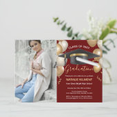 濃い赤金ゴールド院長卒業パーティーの写真 招待状 (スタンド正面)