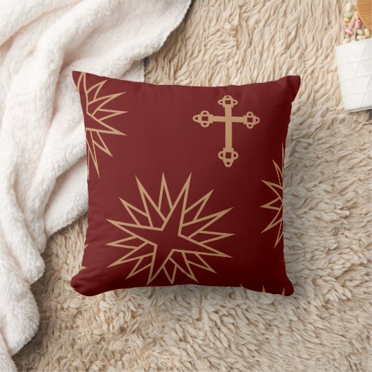 濃い赤 クッション (ブランケット)