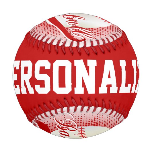 濃い赤 |ホワイトレトロ野球スポーツ 野球ボール (正面)
