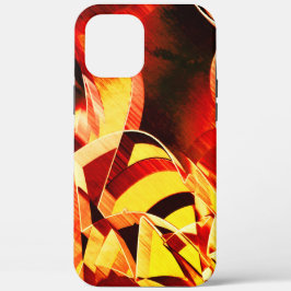 濃い赤、強い筋が付いた黄変のミックス iPhone 12 PRO MAX ケース