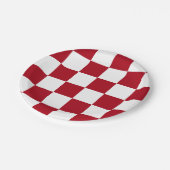 濃い赤/白市松模様に ペーパープレート (アングル)