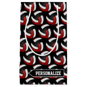 濃い赤、白、黒のバレーボール – パーソナライズ スモールペーパーバッグ (正面)