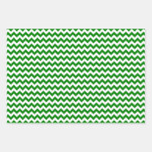 濃い赤、緑、白いシェブロン ラッピングペーパーシート (正面2)