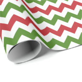 濃い赤、緑、白いシェブロン ラッピングペーパー (ロールコーナー)