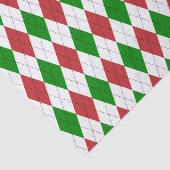 濃い赤、緑、白のアーガイル柄のティッシュペーパー 薄葉紙 (詳細)