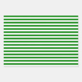 濃い赤、緑、白のストライプ ラッピングペーパーシート (正面2)