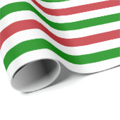 濃い赤、緑、白のストライプ ラッピングペーパー (ロールコーナー)