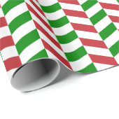 濃い赤、緑、白のヘリンボーン ラッピングペーパー (ロールコーナー)