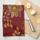 濃い赤（茶色） キッチンタオル (四つ折り)