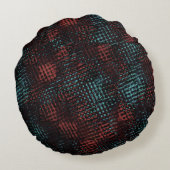 濃い赤、青、クロス付きスクラッチ、正方形またはキューブ ラウンドクッション (裏面)