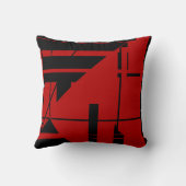濃い赤、黒いジオメトリック抽象デザイン クッション (裏面)