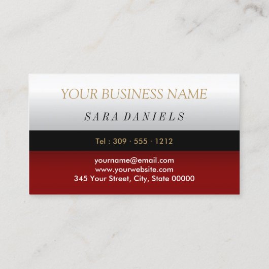 濃い赤、黒と白のシナモンの赤い唇 名刺 (裏面)