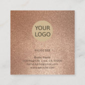 濃い金ゴールド色のグラデーションテクスチャイヤリングスタッド スクエア名刺 (裏面)