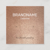 濃い金ゴールド色のグラデーションテクスチャイヤリングスタッド スクエア名刺 (正面)