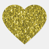 濃い金ゴールド黄フェイクグリッターきらめき ハートシール (正面)
