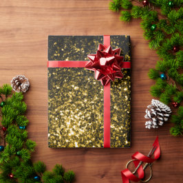 濃い金ゴールド黄フェイクグリッターきらめき ラッピングペーパー