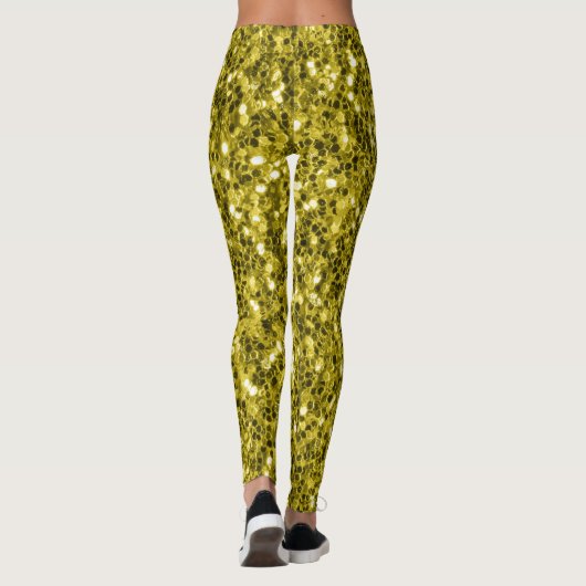 濃い金ゴールド黄フェイクグリッターきらめき レギンス (裏面)