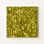 濃い金ゴールド黄フェイクグリッタースパークルスモノグラム ノートブック (裏面)