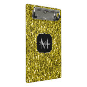 濃い金ゴールド黄フェイクグリッタースパークルスモノグラム ミニクリップボード (アングル)