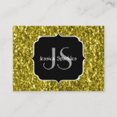 濃い金ゴールド黄フェイクグリッタースパークルスモノグラム 名刺 (裏面)