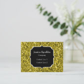 濃い金ゴールド黄フェイクグリッタースパークルスモノグラム 名刺 (スタンド正面)