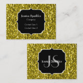 濃い金ゴールド黄フェイクグリッタースパークルスモノグラム 名刺 (正面/裏面)